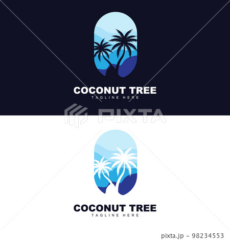Coconut Tree Logo, Ocean Tree Vector, Design For Templates, Product Branding, Beach Tourism Object Logo 98234553