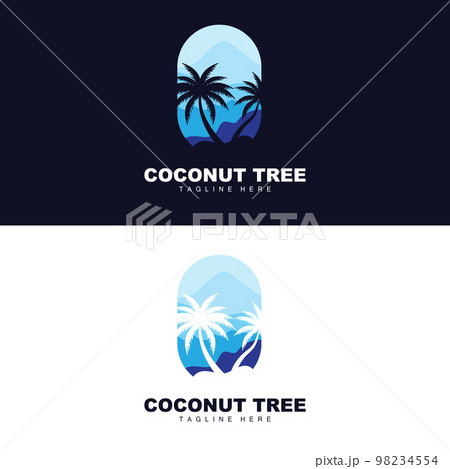 Coconut Tree Logo, Ocean Tree Vector, Design For Templates, Product Branding, Beach Tourism Object Logo 98234554