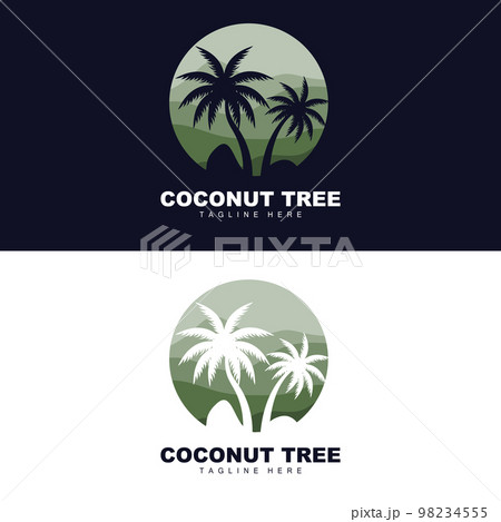 Coconut Tree Logo, Ocean Tree Vector, Design For Templates, Product Branding, Beach Tourism Object Logo 98234555