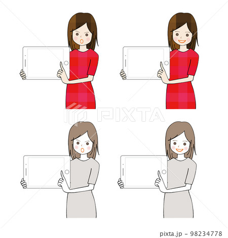 タブレットを持って説明をする女性 セット 98234778