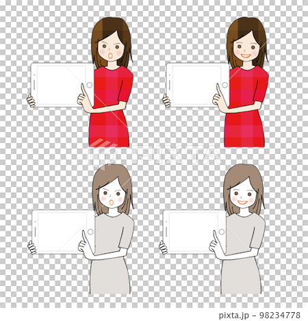 タブレットを持って説明をする女性 セット 98234778