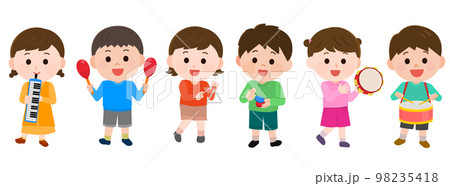色々な楽器を演奏する子どもたち　演奏会　イラスト 98235418