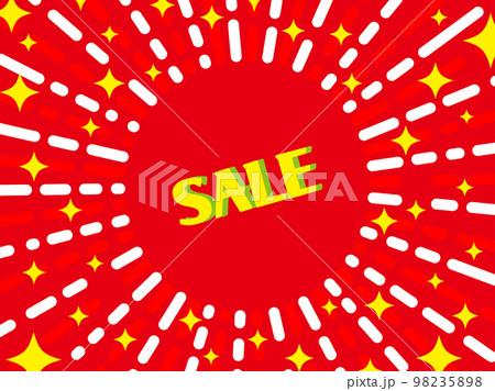 ポップな強調線・キラキラ入り背景素材赤 98235898