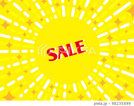 ポップな強調線・キラキラ入り背景素材黄色 98235899