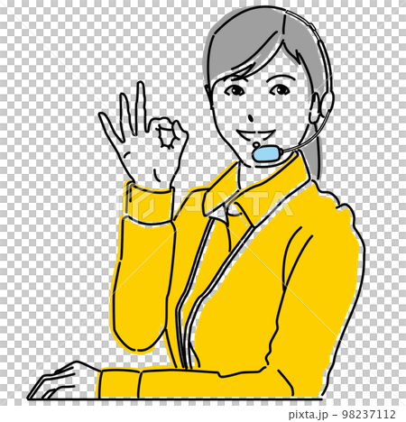 OKサインを出す溌剌とした働く女性 OKサインを出す溌剌とした働く女性 98237112