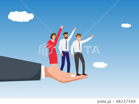 Company culture or employees sharing the same value, goals and attitude to make up organization and corporate success concept, business people employees pointing to the same goal in company Company culture or employees sharing the same value, goals and attitude to make up organization and corporate success concept, business people employees pointing to the same goal in company 98237569