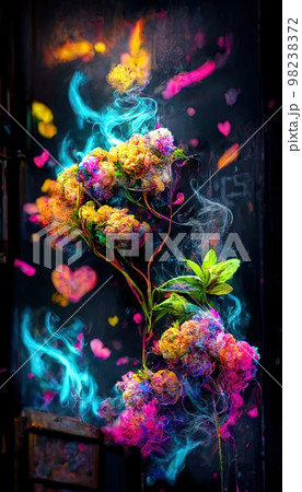 Abstract multicolored wonderful flowers. Lots of colored airy flowers, colored paints, rainbows and multicolored smoke. Colorful rainbow illusion. The concept of dreams and illusions. Abstract multicolored wonderful flowers. Lots of colored airy flowers, colored paints, rainbows and multicolored smoke. Colorful rainbow illusion. The concept of dreams and illusions. 98238372