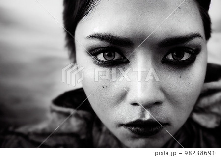 A fictional person, not based on a real person. Mystical beautiful fictional woman. Gothic mystery girl. 3D rendering 98238691