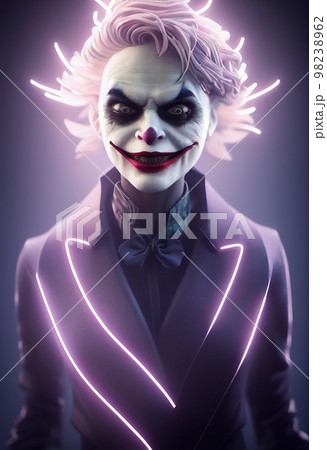A fictional person, not based on a real person. Mystical creepy man with frightening makeup. Gothic mystery man. 3D rendering A fictional person, not based on a real person. Mystical creepy man with frightening makeup. Gothic mystery man. 3D rendering 98238962