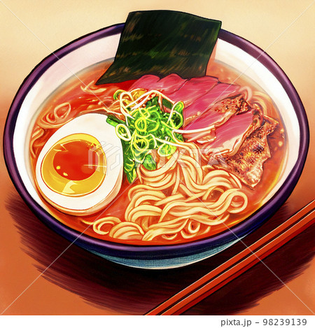 美味しそうなラーメン 水彩画「AI生成画像」のイラスト素材 [98239139] - PIXTA