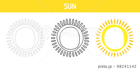 Sun tracing and coloring worksheet for kids Sun tracing and coloring worksheet for kids 98241142