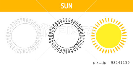 Sun tracing and coloring worksheet for kids Sun tracing and coloring worksheet for kids 98241159