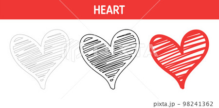 Heart tracing and coloring worksheet for kids 98241362