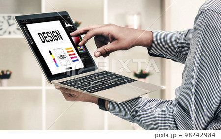 Graphic designer software for modern design of web page and commercial ads 98242984