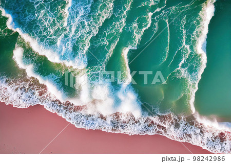 AI generated image top view from drone photo of beautiful pink beach. 98242986