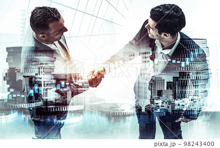 Business handshake on finance prosperity and money technology asset background 98243400