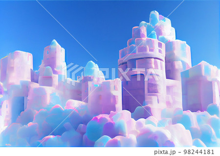 Splendid ice floating castle for fairy tale princess in the sky kingdom. 98244181