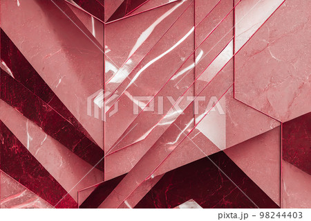 Splendid marble abstract pink gold geometric in digital art AI generated image. 98244403