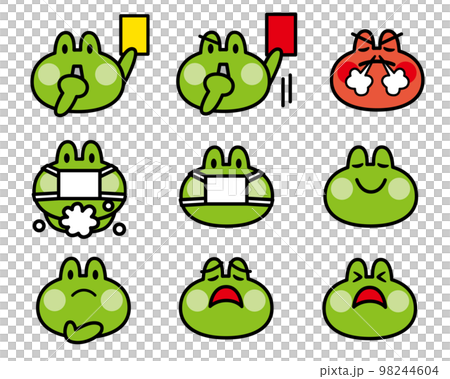 簡單青蛙表情套裝7（黃牌、面具、悲傷、暴怒等） 98244604