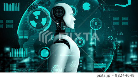 Futuristic robot artificial intelligence huminoid AI for industrial factory Futuristic robot artificial intelligence huminoid AI for industrial factory 98244649