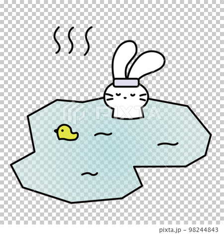 A simple illustration of a rabbit entering a hot spring A simple illustration of a rabbit entering a hot spring 98244843