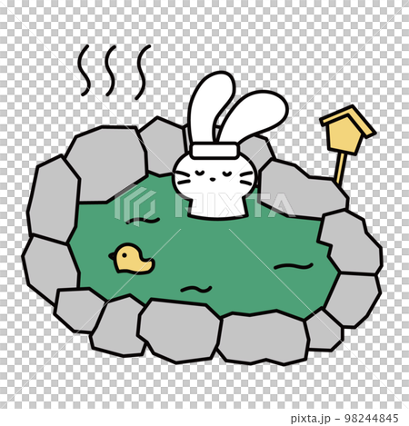 A simple illustration of a rabbit entering a hot spring A simple illustration of a rabbit entering a hot spring 98244845