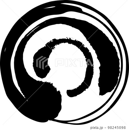 絵筆で描いたような円形のモノクロフレーム 絵筆で描いたような円形のモノクロフレーム 98245098