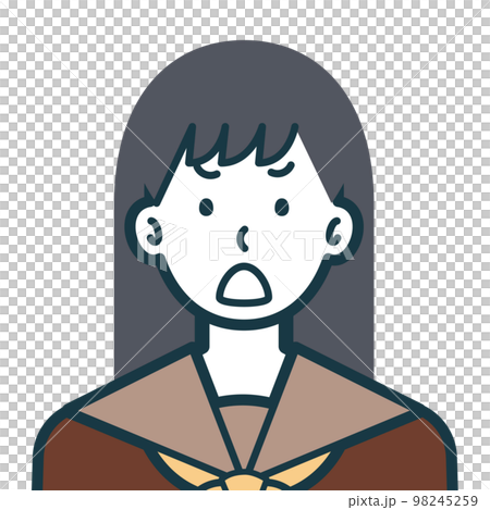 Bust shot of a high school girl with an angry face 1 Bust shot of a high school girl with an angry face 1 98245259