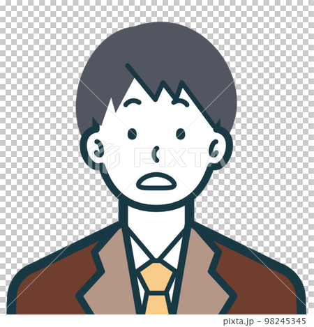 一名面無表情的男孩高中生的半身像 1-插圖素材 [98245345] - PIXTA圖庫