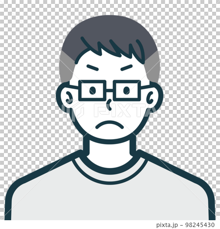 仏頂面の私服男性のバストショット3 98245430