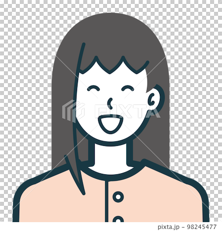 Bust shot of plain clothes woman with bursting smile 3 98245477
