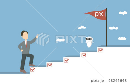 DX化のステップを推進するビジネスマンのイラスト 98245648
