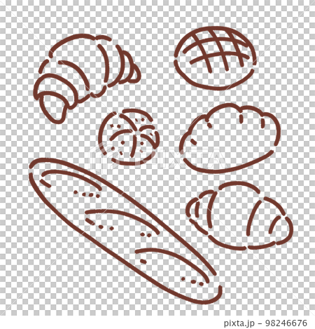 簡單的麵包插圖（僅畫線，棕色） 98246676