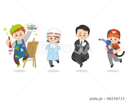 働く人々　画家　救急救命士　執事　ガソリンスタンド店員　芸術家　給油スタッフ 98248715