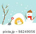 雪だるまと猫 98249056