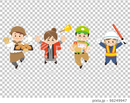 働く人々　パン屋　イベントスタッフ　宅配便　警備員　ベーカリー　販売員　宅急便　ガードマン 98249947