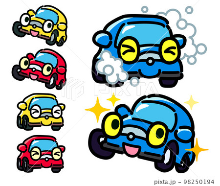 車のキャラクター 洗車のイラスト素材