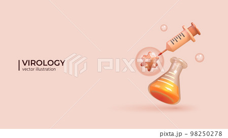 Realistic 3d Design of Scientist studies Viruses and Bacteria. Vector illustration 98250278