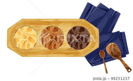 小皿に乗せた味噌の手描き水彩風イラスト 98251237