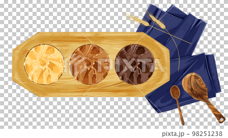 Hand-drawn watercolor illustration of miso on a small plate 98251238