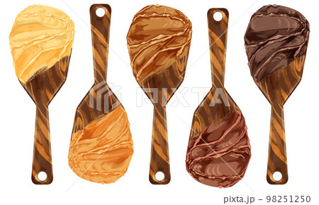 ヘラに乗せた味噌の手描き水彩風イラスト 98251250