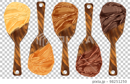 ヘラに乗せた味噌の手描き水彩風イラスト 98251250