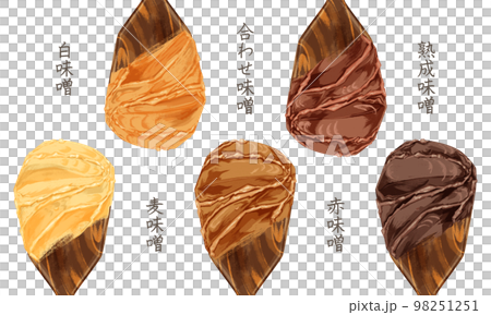 ヘラに乗せた味噌の手描き水彩風イラスト ヘラに乗せた味噌の手描き水彩風イラスト 98251251