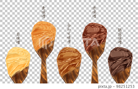 ヘラに乗せた味噌の手描き水彩風イラスト 98251253