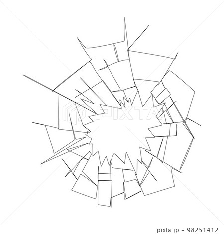 Continuous line drawing, cracked glass, wall, ground, ice. Vector illustration. Continuous line drawing, cracked glass, wall, ground, ice. Vector illustration. 98251412