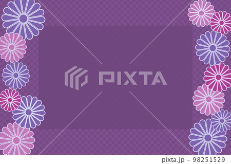 菊の花と市松模様の背景画像　イラスト　ベクター　コピースペース 98251529