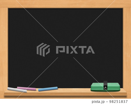 チョーク・黒板消し付き、ナチュラルフレームの黒板 チョーク・黒板消し付き、ナチュラルフレームの黒板 98251837