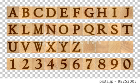 剪裁品牌風格、木製字母表和數字襯線字體 剪裁品牌風格、木製字母表和數字襯線字體 98252003
