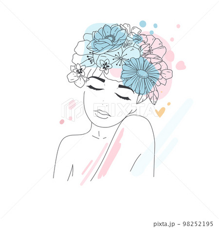 Foce Woman Art Flower Images. 98252195
