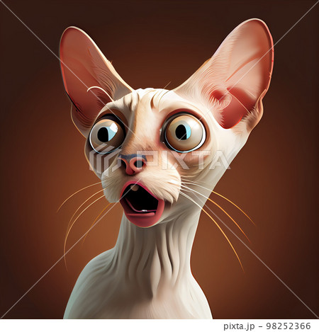 Oriental shorthair cat funny face portrait looking shocked. 98252366